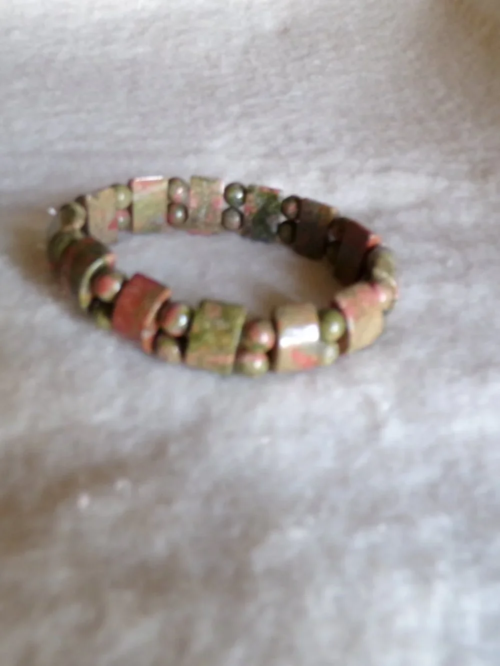 Set of 2 Blue Amazon Jasper and Green Jasper Beaded Stretch Bracelet